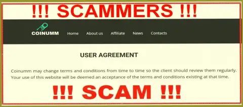 Coinumm Scammers can change their client agreement at any time