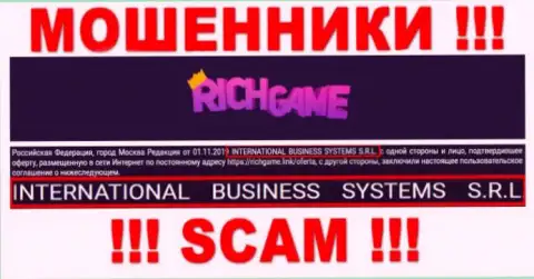 Организация, которая владеет махинаторами Rich Game - это NTERNATIONAL BUSINESS SYSTEMS S.R.L.