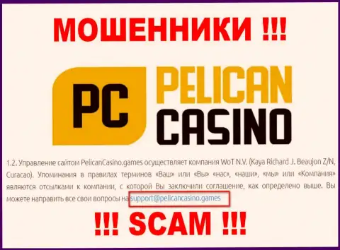 Ни в коем случае не рекомендуем писать сообщение на почту мошенников PelicanCasino Games - оставят без денег моментально