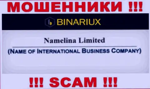 Binariux Net - мошенники, а управляет ими Namelina Limited