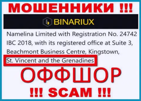Binariux Net это МОШЕННИКИ, которые зарегистрированы на территории - Saint Vincent and the Grenadines