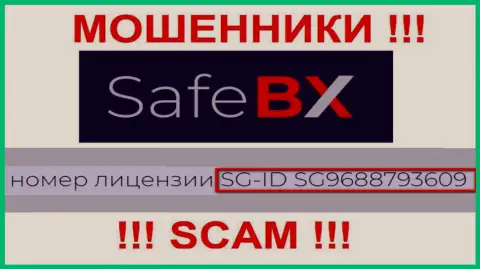 SafeBX Com, замыливая глаза людям, указали на своем сайте номер своей лицензии на осуществление деятельности