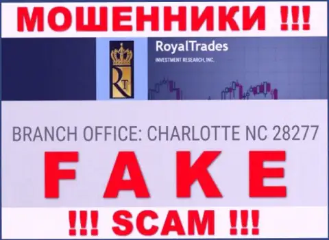 Опасно работать с интернет-махинаторами Royal Trades, они опубликовали ложный адрес