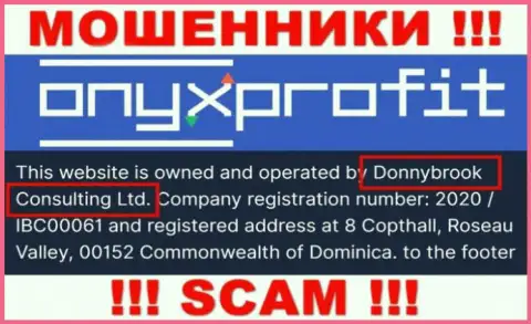 Юридическое лицо компании ОниксПрофит - это Donnybrook Consulting Ltd, информация взята с официального веб-ресурса