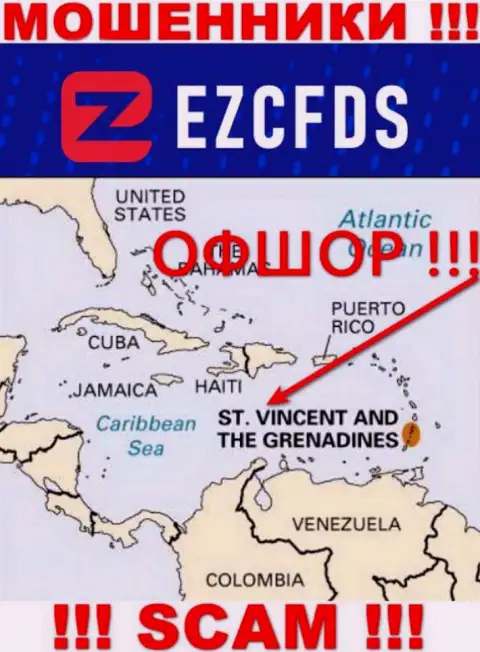 Сент-Винсент и Гренадины - оффшорное место регистрации кидал ЕЗЦФДС Ком, опубликованное на их сайте