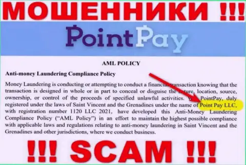 Конторой Point Pay управляет Point Pay LLC - информация с официального веб-ресурса мошенников