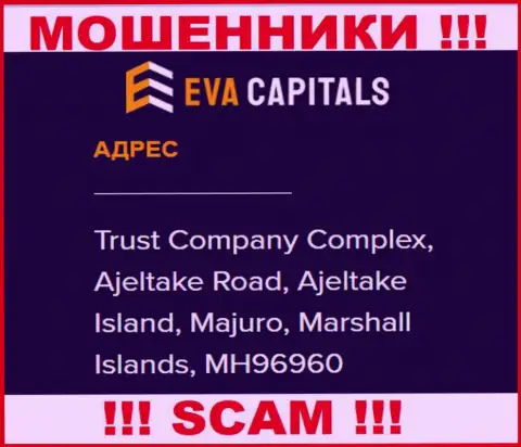 На ресурсе Eva Capitals показан офшорный адрес регистрации компании - Trust Company Complex, Ajeltake Road, Ajeltake Island, Majuro, Marshall Islands, MH96960, осторожно - лохотронщики