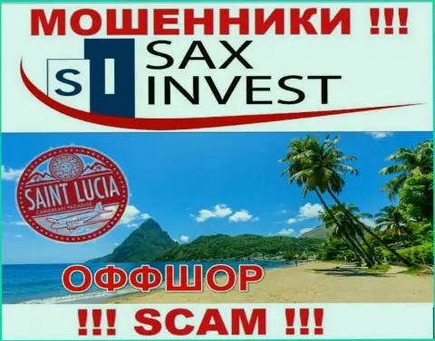 Так как Sax Invest зарегистрированы на территории Saint Lucia, похищенные средства от них не вернуть