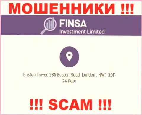 Избегайте совместного сотрудничества с компанией Finsa Investment Limited - данные жулики представляют левый юридический адрес