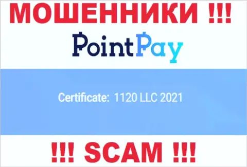 Номер регистрации Поинт Пей, который представлен аферистами на их онлайн-сервисе: 1120 LLC 2021