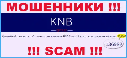 Номер регистрации компании, управляющей KNBGroup - 136988