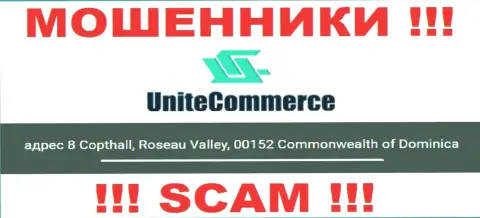 8 Коптхолл, Долина Розо, 00152 Доминика - это оффшорный адрес UniteCommerce, расположенный на веб-сайте этих махинаторов