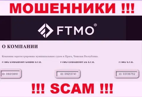 Организация FTMO Com показала свой номер регистрации на официальном веб-сайте - 03136752