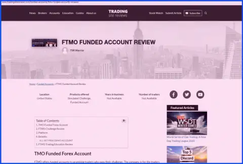Обзор FTMO, взятый на одном из сайтов-отзовиков