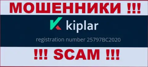 Номер регистрации организации Kiplar Com, в которую кровные лучше не перечислять: 25797BC2020
