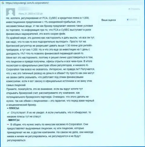 Автор представленного достоверного отзыва сообщил, что компания К-Корпорэйшн - это МОШЕННИКИ !!!