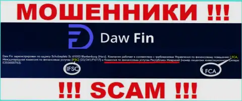 Компания Daw Fin противоправно действующая, и регулирующий орган у нее такой же мошенник