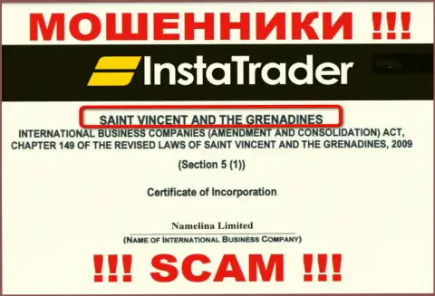Сент-Винсент и Гренадины - это место регистрации компании Namelina Limited, которое находится в офшорной зоне