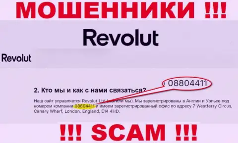 Будьте крайне осторожны, наличие номера регистрации у организации Револют (08804411) может оказаться заманухой