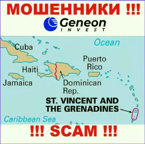 Geneon Invest пустили свои корни на территории - St. Vincent and the Grenadines, остерегайтесь совместного сотрудничества с ними
