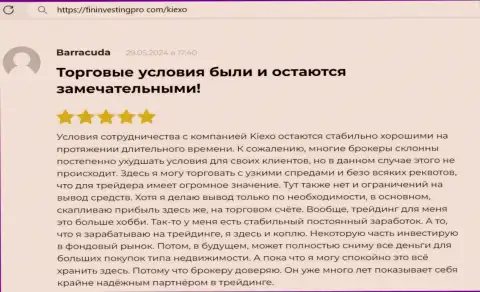 Условия работы с дилинговой компанией KIEXO стабильно классные, про это пишет биржевой игрок в реальном отзыве, на веб-сайте FininvestingPro Com