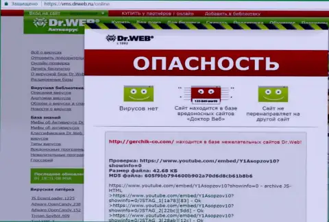 Подтверждение того, что взломщики с Герчик и Ко занесли официальный web-портал Gerchik-Co.Com в перечень ОПАСНЫХ !!!